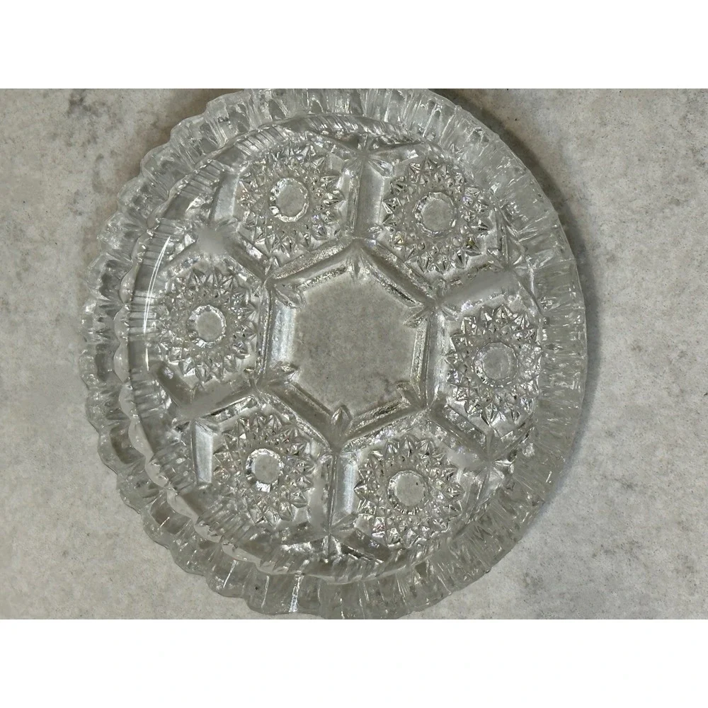 Vintage Italian Crystal Coasters Set of 4 Starburst Geometric with Scalloped Rim